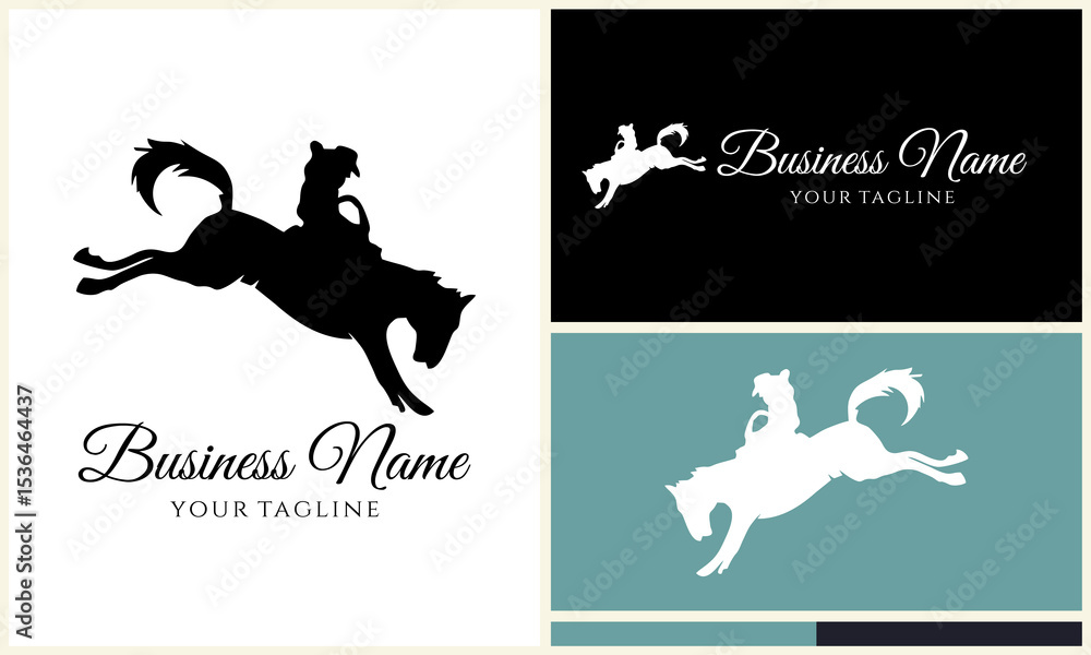 Naklejka premium Horseback Riding Logo Design. (1)