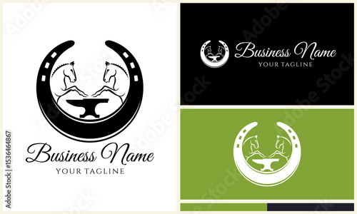 Horseshoe Logo with Horses  Anvil.
