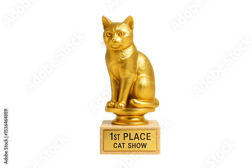 Cat Show Winner Golden Trophy for First Prize isolated on transparent background