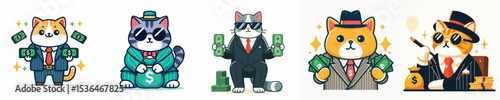 vector of a cat billionaire