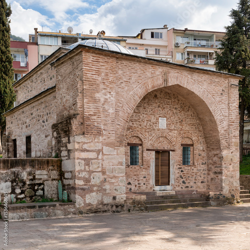 Exterior view of the historic Saruhan Bey Turbesi (Tomb of Saruhan Bey) in Manisa, Turkey
