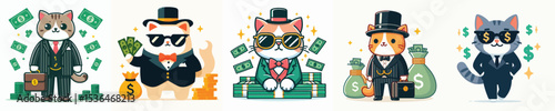 vector of a cat billionaire
