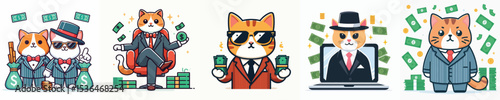 vector of a cat billionaire