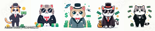 vector of a cat billionaire