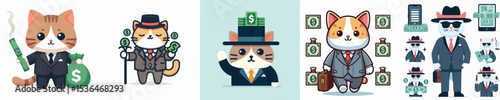 vector of a cat billionaire