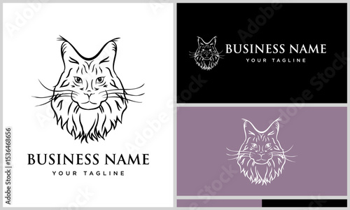 Maine Coon Cat Logo Design Variations.
