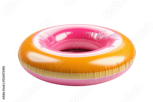 Summer dreams of floating with this vibrant inflatable ring ready for fun at the pool against dark isolated on transparent background. Generative Ai.