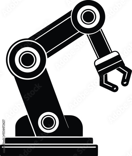 Industrial robot arm silhouette used for automation and manufacturing processes and tasks