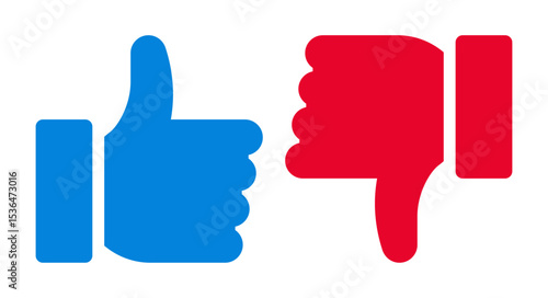Like and dislike symbol set. Thumbs up and thumbs down icons. Social media buttons.