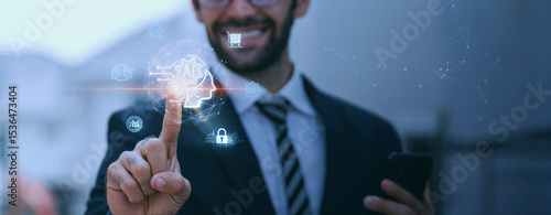 Wallpaper Mural Ai, concept of artificial intelligence. Analytic, automation, machine learning and an autonomous brain. Big data management. Torontodigital.ca