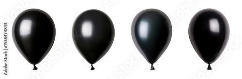 A collection of sleek black balloons floating gracefully in the air., transparent background