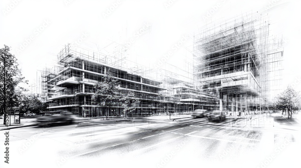 Fototapeta premium Showcase of dynamic residential design in modern urban settings.