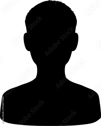 スタイリッシュな短髪の少年のモノクロシルエットイラスト　黒