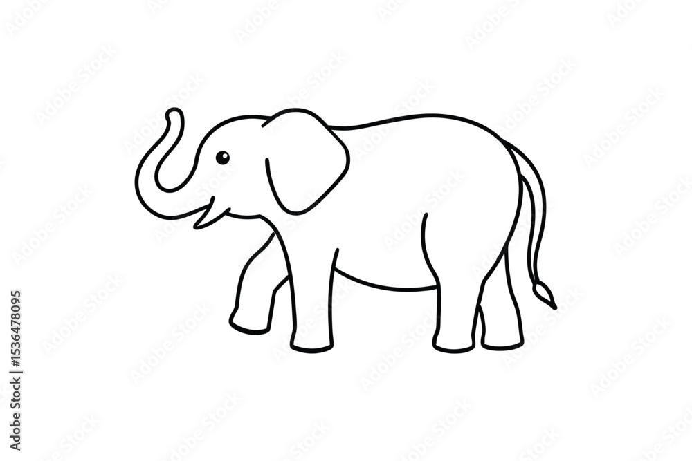 Elephant Side View Majestic Wildlife Animal Drawing Line Art Elephant Side View Majestic Wildlife Animal Drawing Line Art