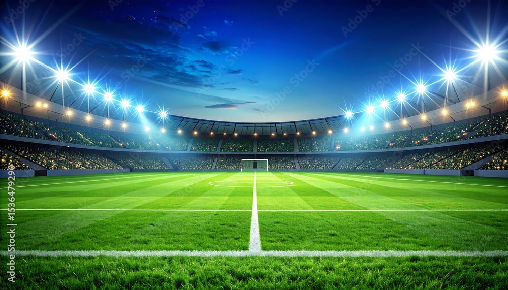 Empty Stadium at Night Under Bright Lights. Empty Stadium at Night Under Bright Lights.