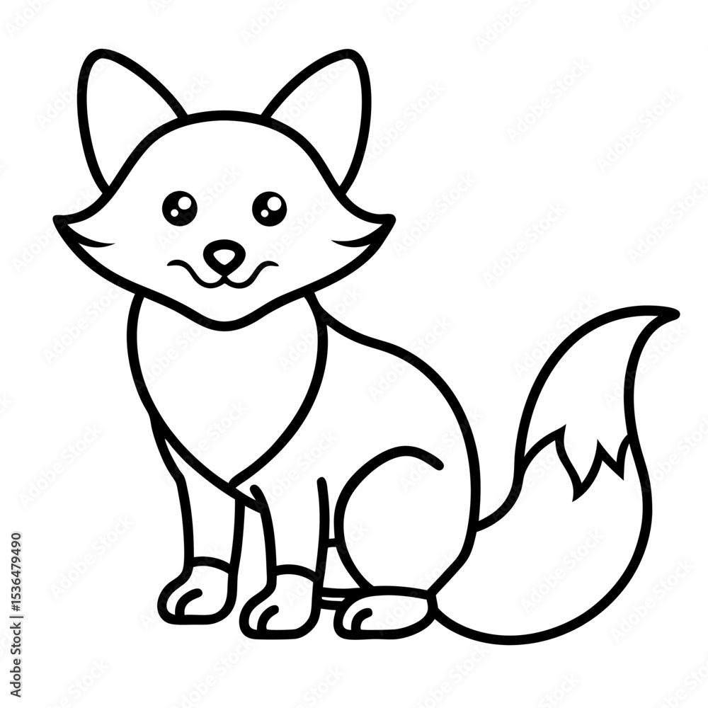 Obraz premium Cute Fox Outline Icon