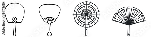 Hand fan icon vector set. Fan illustration sign collection. Hot symbol or logo.