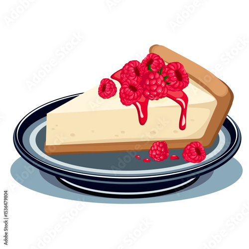 cheesecake with raspberries on a plate