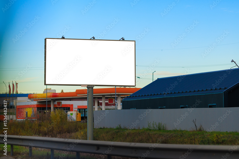 Large white billboards for outdoor advertising and information boards along the roads and on the streets of the city. Large white billboards for outdoor advertising and information boards along the roads and on the streets of the city.