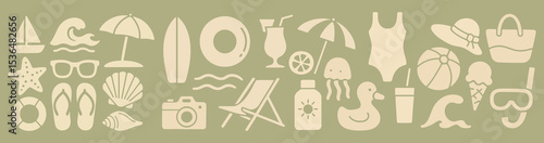 A delightful collection of vector summer vacation icons showcasing carefree days and endless possibilities for a perfect getaway