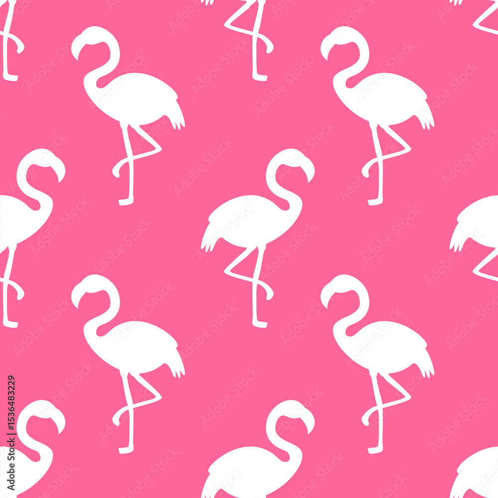 Fototapeta premium flamingo silhouette seamless pattern on pink background