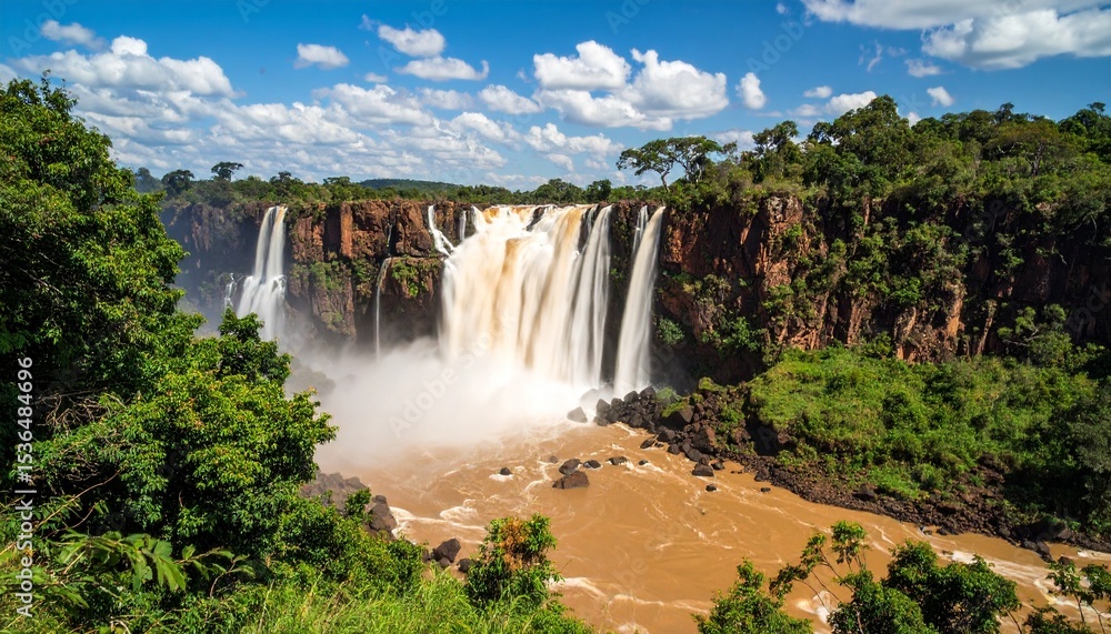 Fototapeta premium 濁流が落ちる大瀑布と濁流のエネルギー2