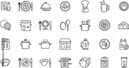 This simple vector icons design features a food tray with a fork and spoon symbol
