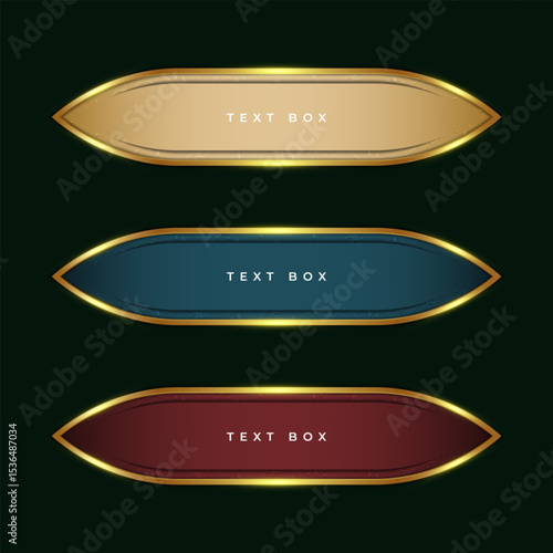 Three color options of Islamic text box with incision art