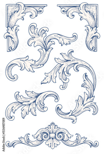 Vintage Baroque Victorian frame border flower pattern vector floral engraved scroll ornament leaf retro decorative design. filigree calligraphic heraldic shield swirl