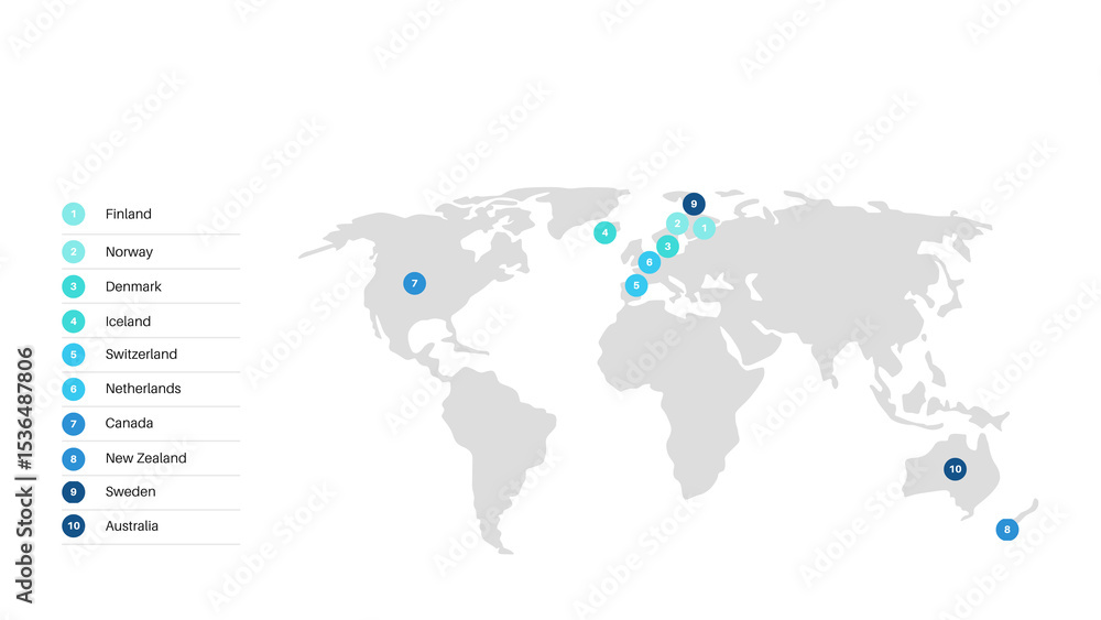 Naklejka premium Blue and Grey World Map Chart Presentation - 3