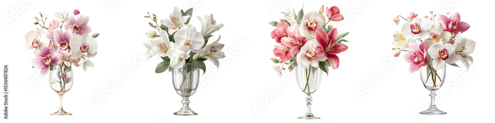 Obraz premium Elegant floral bouquet in glass vase