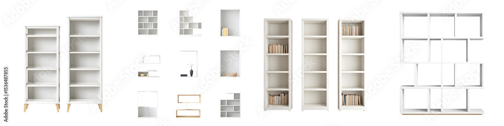 Modern white shelving units for storage and display Modern white shelving units for storage and display