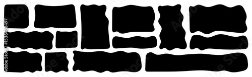 Liquid organic fluid  frame box speech bubble rectangle form bubble set. Hand drawn doodle scribble sketch wavy dialog shapes.