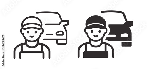 Mechanic icons. Symbol of auto repair and vehicle service. Vector illustration.