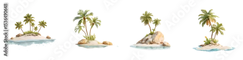 Obraz  z motywem Tranquil tropical island paradises with sandy beaches and palm trees
