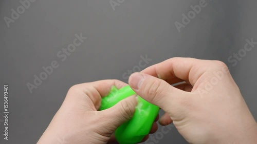 Wallpaper Mural Slippery green slime touches by person, POV slow motion Torontodigital.ca