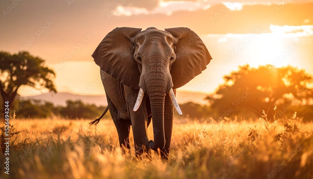 Fototapeta premium Majestic elephant at sunset (3)