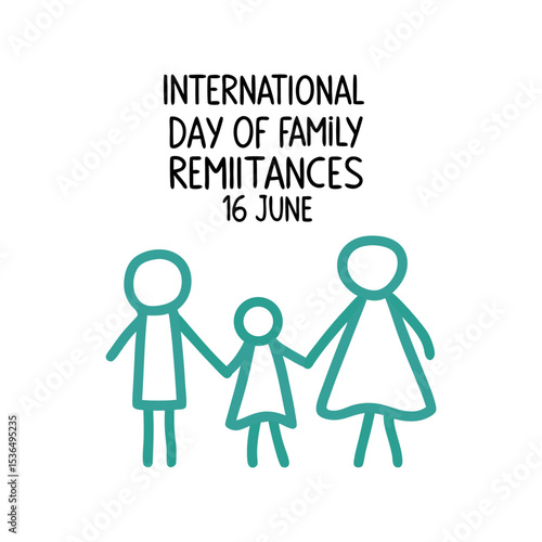 International day of family remittances with stick figure family illustration
