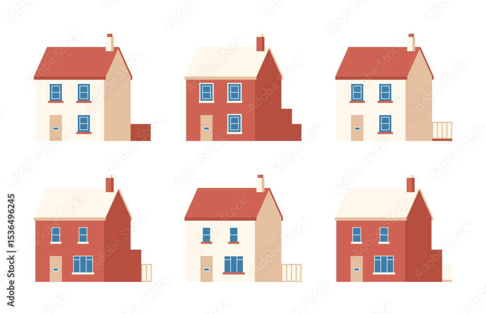 Residential House Collection - Flat Design Illustration Residential House Collection - Flat Design Illustration