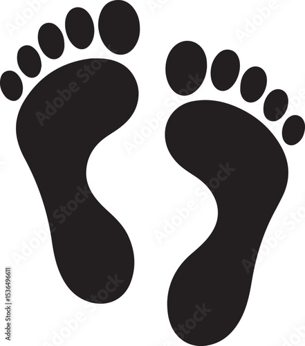 Human Footprints Vector Silhouette  Barefoot Icon