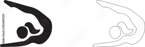 Woman doing yoga. Vector icon on white background.
