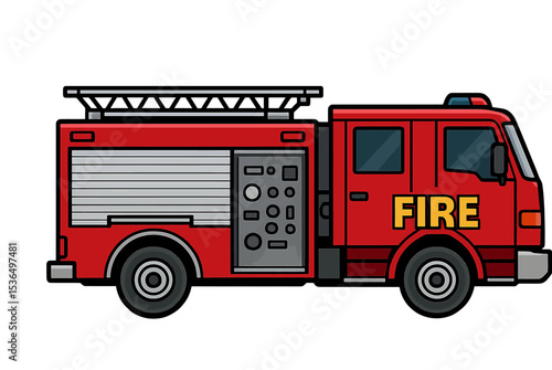 Fire Truck EMS Emergency Cartoon Toy No Background Vector
