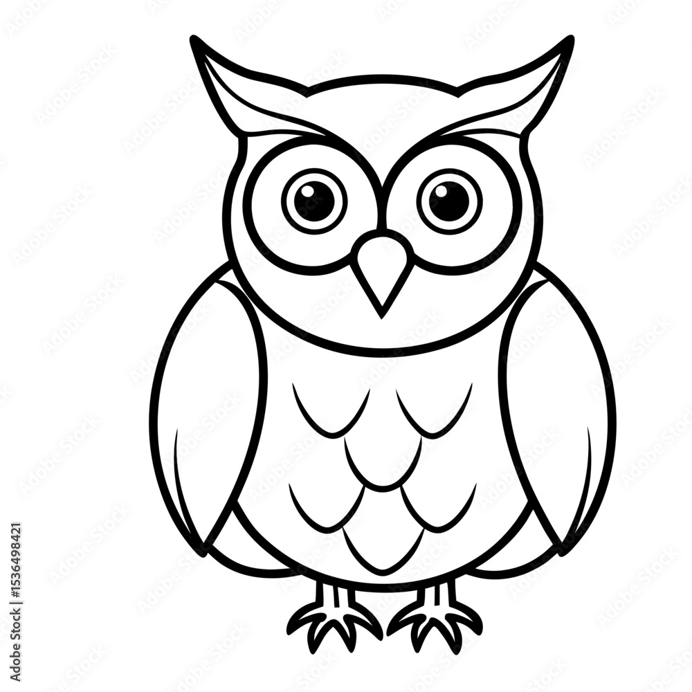 Fototapeta premium Cute Owl Sketch Outline Icon