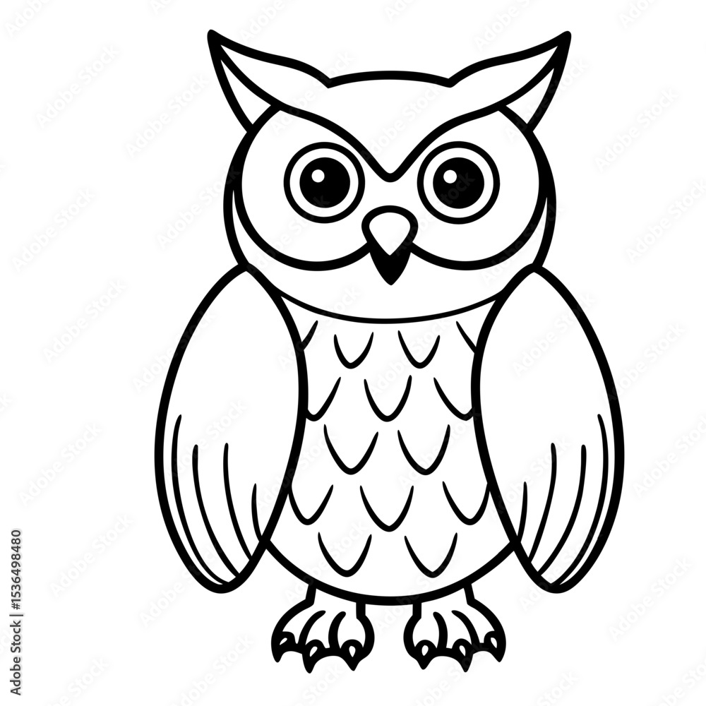 Fototapeta premium Cute Owl Sketch Outline Icon