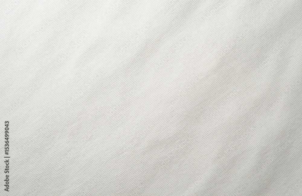 Obraz premium White linen textile background. Woven fabric template. Textured surface with subtle diagonal lines pattern. Canvas material detail. Pure neutral color backdrop for design.
