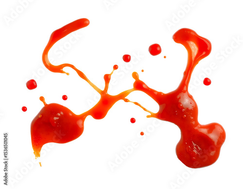 red tomato sauce stain isolated on transparent background