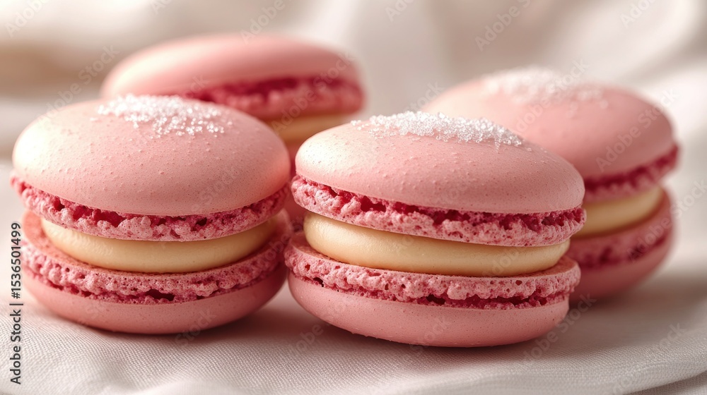 Fototapeta premium Delicate pink macarons with creamy filling