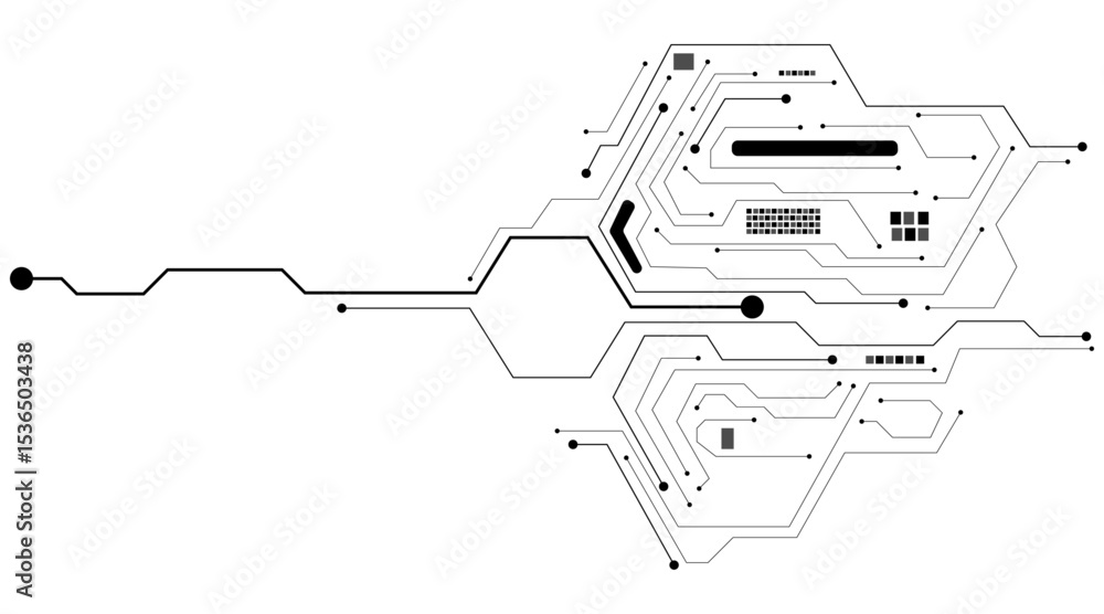 Fototapeta premium Abstract futuristic circuit board pattern with digital technology elements in a clean white background