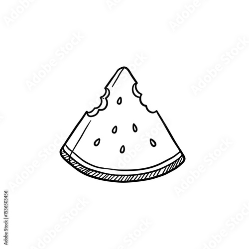 Watermelon slice illustration, refreshing and summery style, black and white, for beach vibes