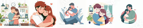 vector of a couple hug